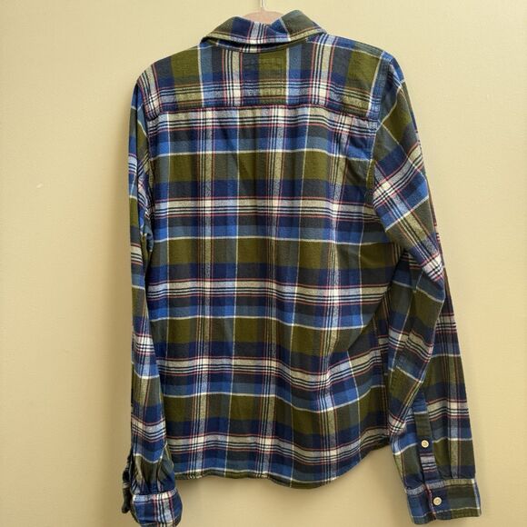 Hollister Men's Flannel Long Sleeve Button Down Shirt Size XL - Green/Blue Plaid - Picture 2 of 3